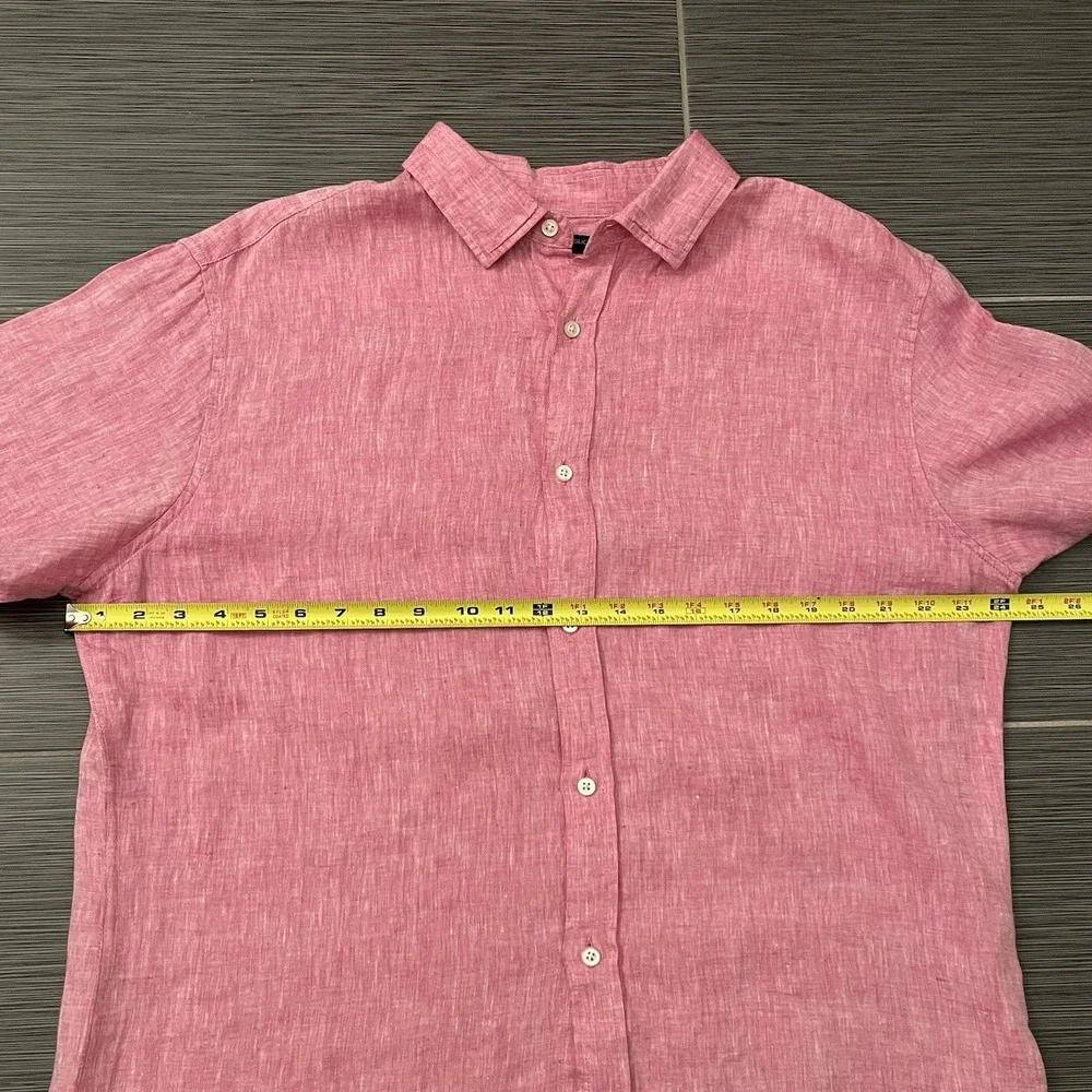 Banana Republic Men's Pink 100% Linen Camden Standard‎ Fit Shirt Sz XL Button Up